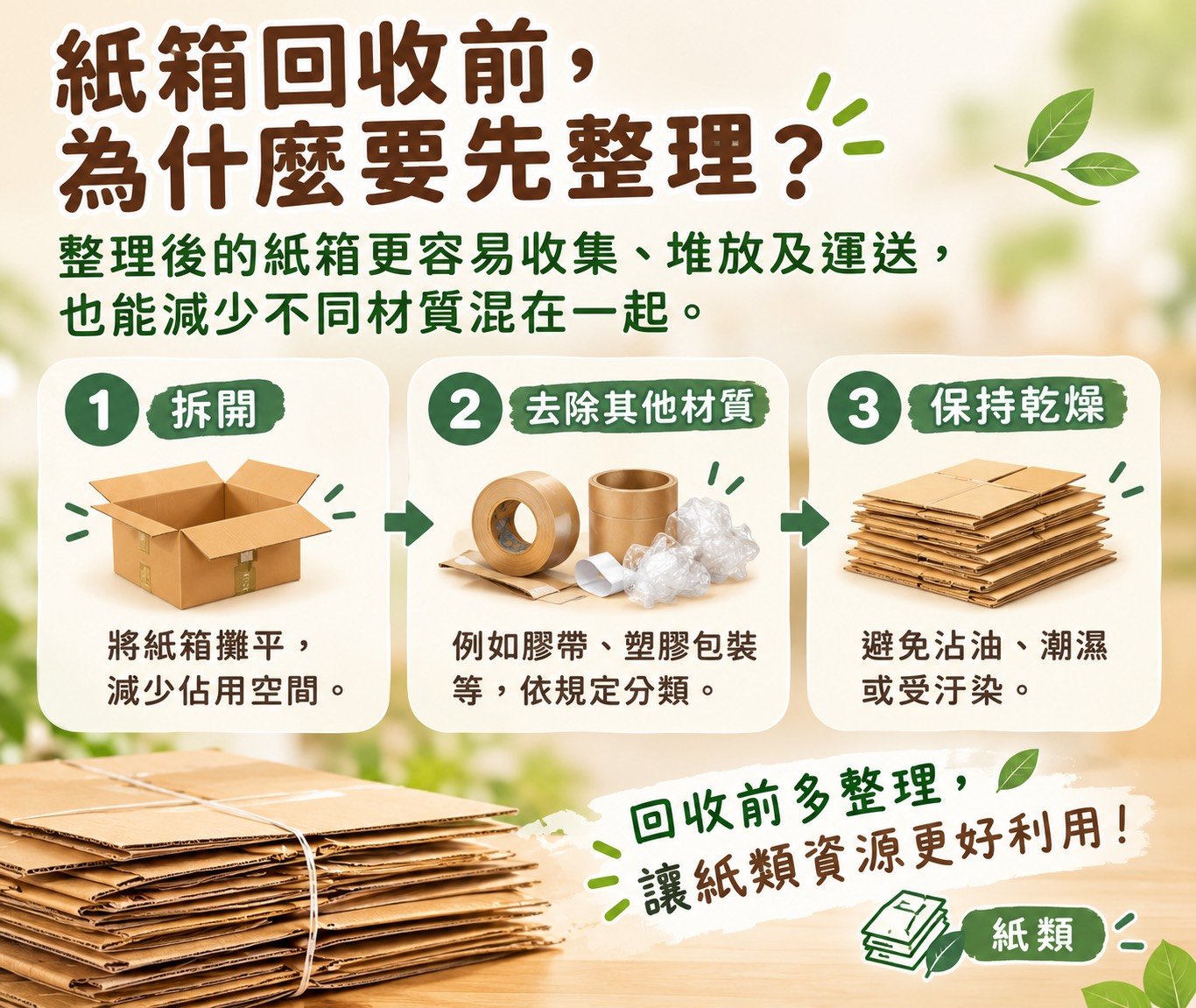 紙箱回收前，為什麼要先整理